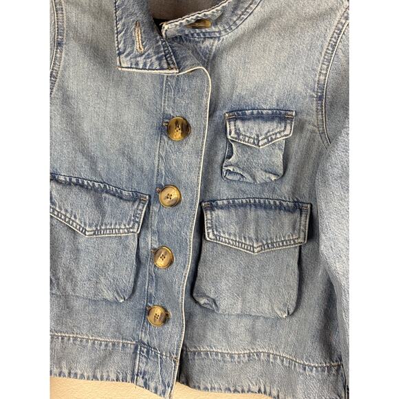Loft Made with Love Light Blue Denim Jacket with Flare Size Small - Picture 3 of 5